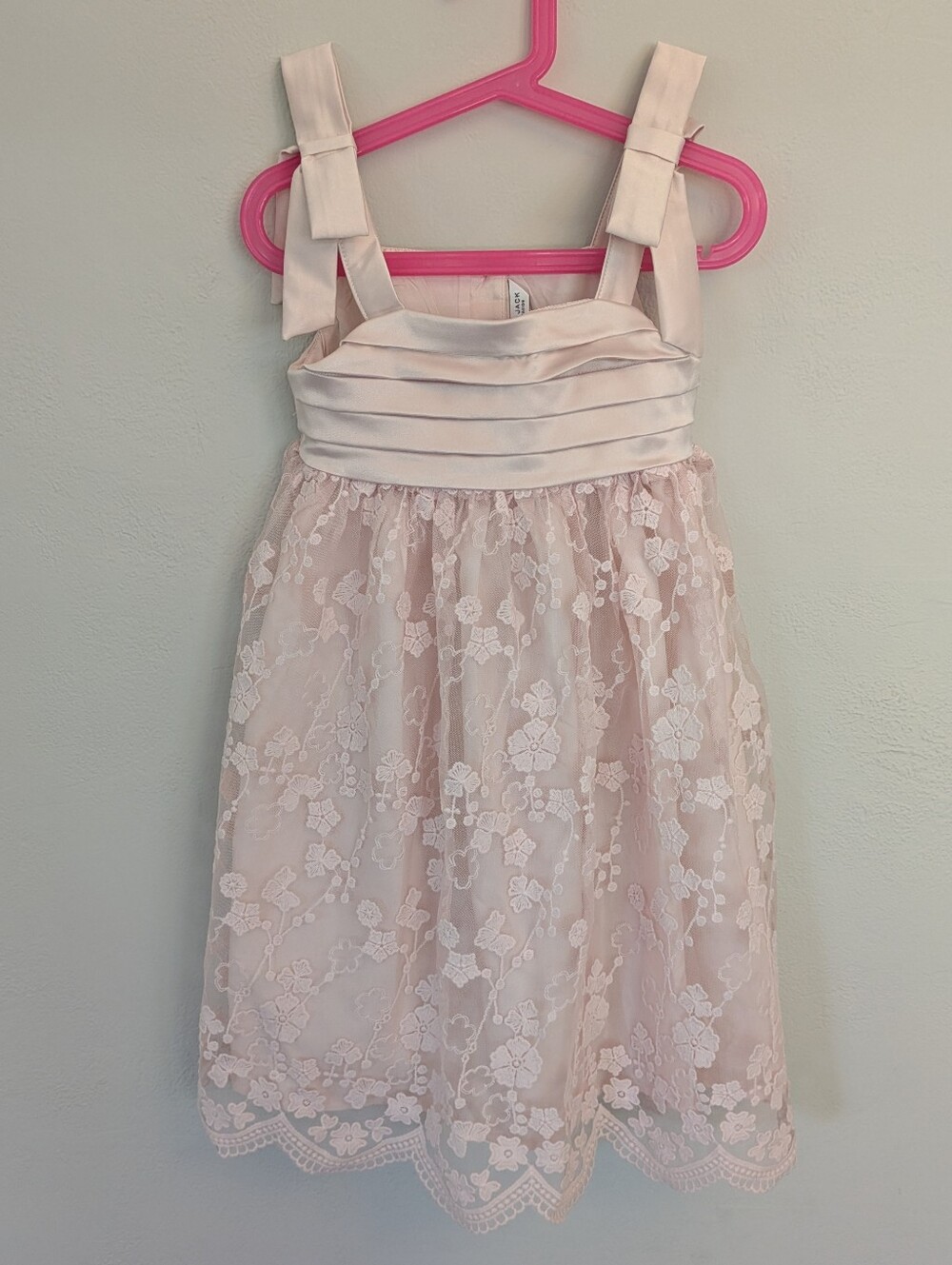 Janie and Jack Blush Pink Lace Tie-Shoulder Formal Dress